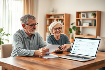 An elderly couple discussing their loan options with a financial advisor.