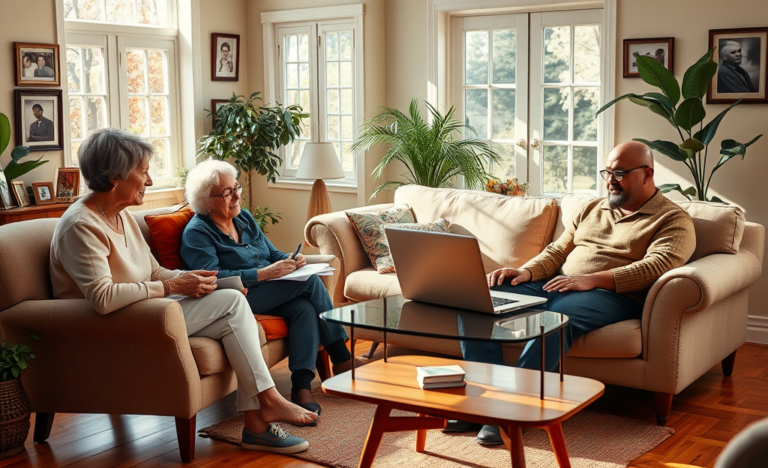 A senior reviewing loan options and financial limits.