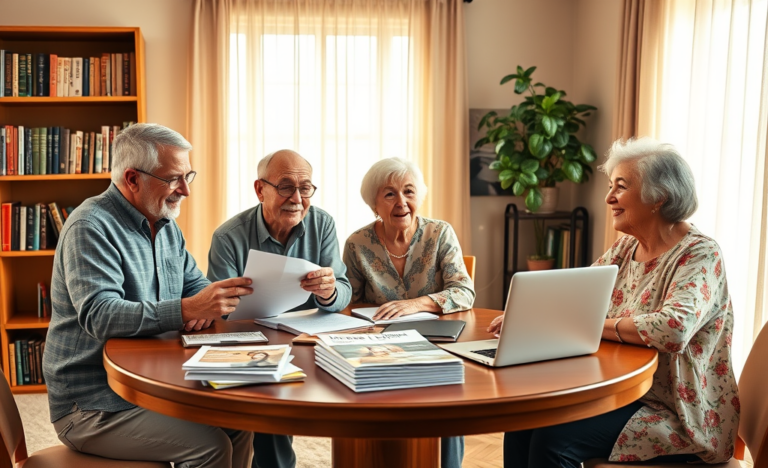 An elderly couple discussing their loan options at home.