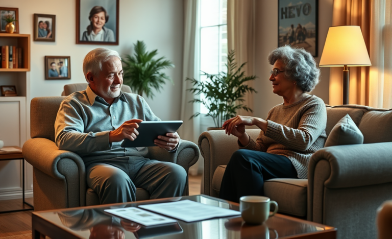 An elderly couple reviewing financial options for a loan without collateral.