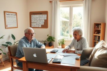A senior couple reviewing financial documents to manage their loans effectively.
