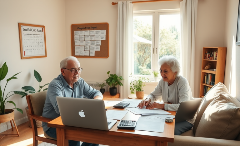 A senior couple reviewing financial documents to manage their loans effectively.