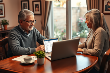 An elderly person looking at loan options for financial support.