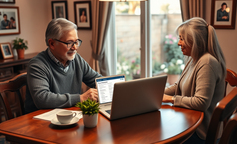 An elderly person looking at loan options for financial support.