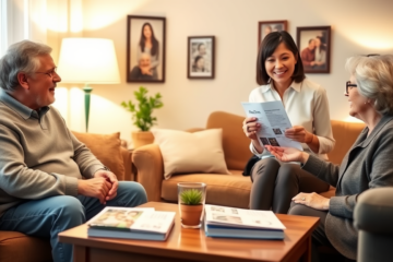 A senior couple discussing financial options for loans.