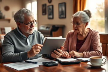 An image showcasing a senior couple discussing financial options for emergencies, highlighting the benefits of elastic personal loans.