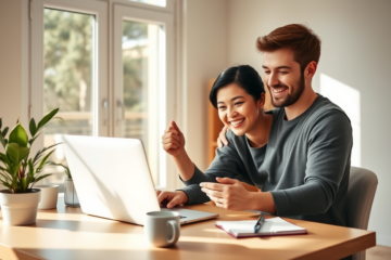 A person completing a simple online loan application on a laptop with a feeling of ease.