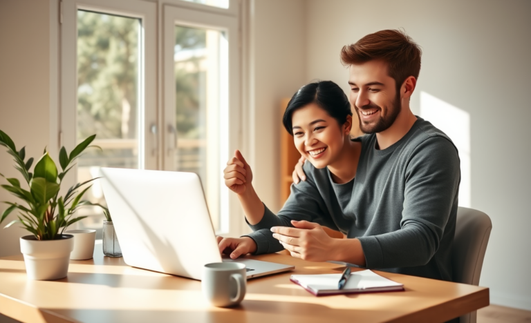 A person completing a simple online loan application on a laptop with a feeling of ease.