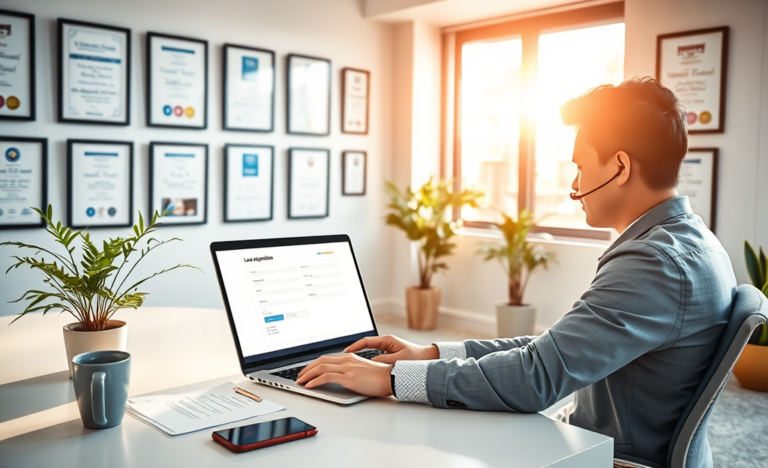 A person applying for a loan online with ease.