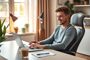 An image of a person happily receiving loan approval online, symbolizing easy access to loans.