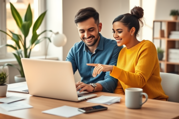 A person using a laptop to apply for a loan online.