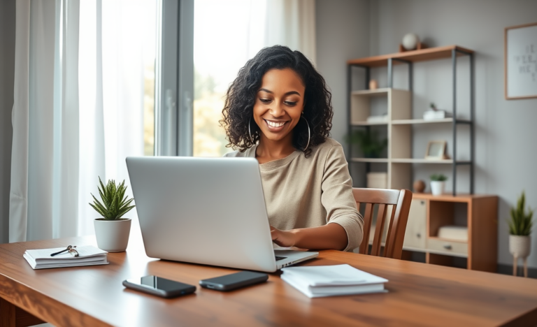 A person receiving approval for a loan quickly online.