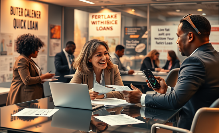 Illustration showing the concept of quick loans and instant cash access.