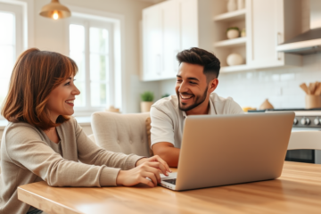 An individual happily receiving loan approval online.
