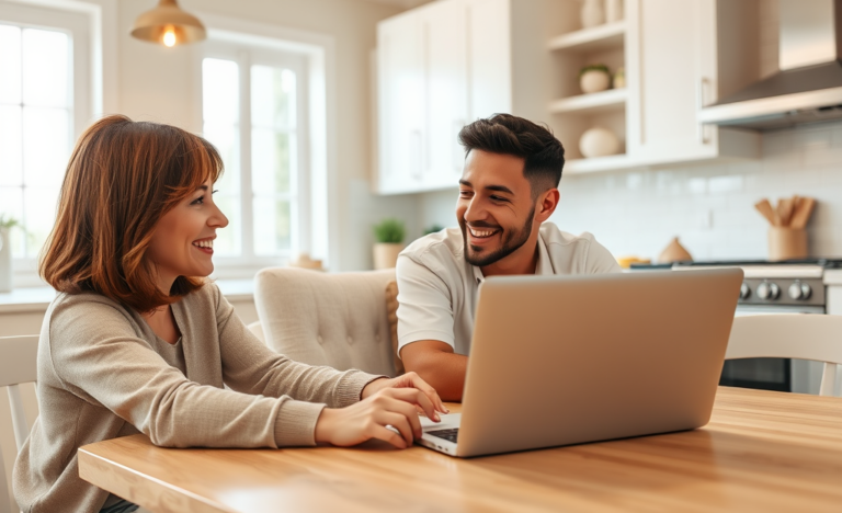 An individual happily receiving loan approval online.