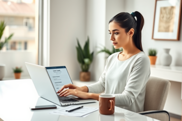 An illustration of a person applying for a loan online with just a few clicks.