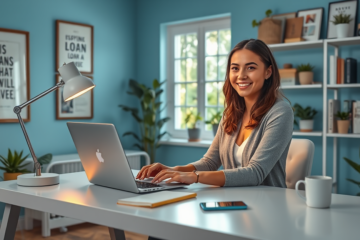 A person exploring online loan options on a laptop.
