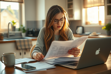 A person reviewing documents related to emergency loan options for unexpected expenses.