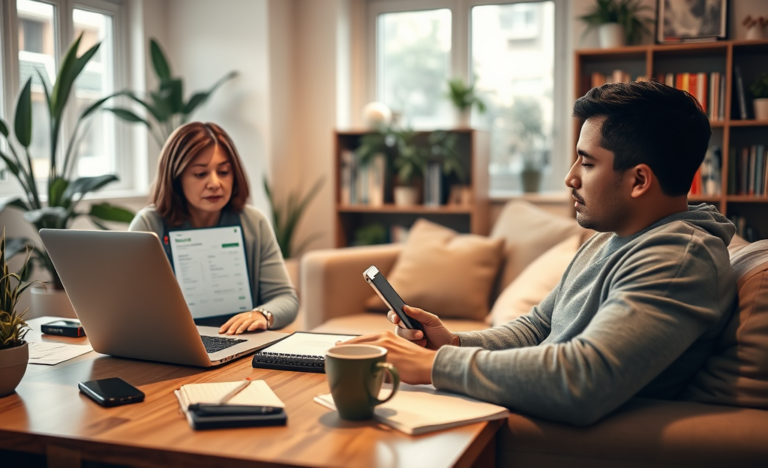 Illustration of a person applying for a loan online with a laptop.