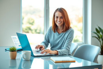 A person using a laptop to apply for a quick loan online.