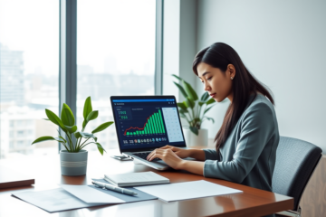 An image depicting a person using a calculator to simulate their personal loan options.