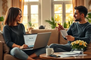 A person using a laptop to apply for an emergency personal loan online.