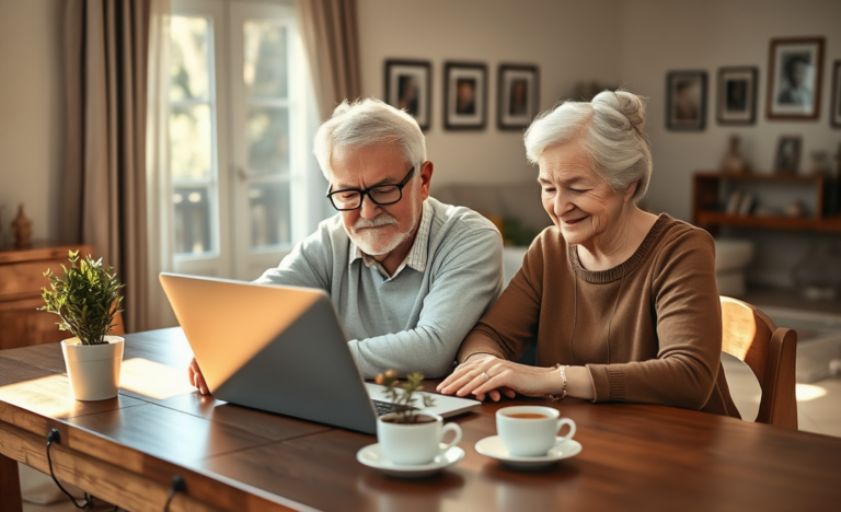 Elderly individual filling out a loan application online quickly.