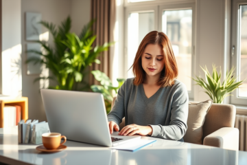 A person happily applying for credit online with ease.
