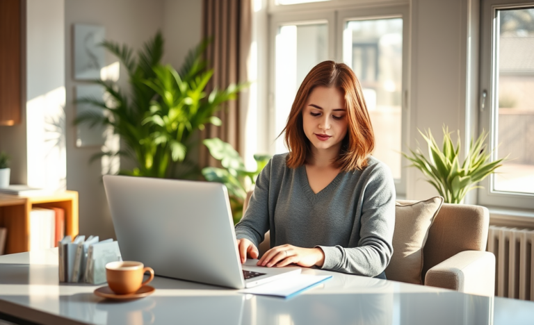 A person happily applying for credit online with ease.